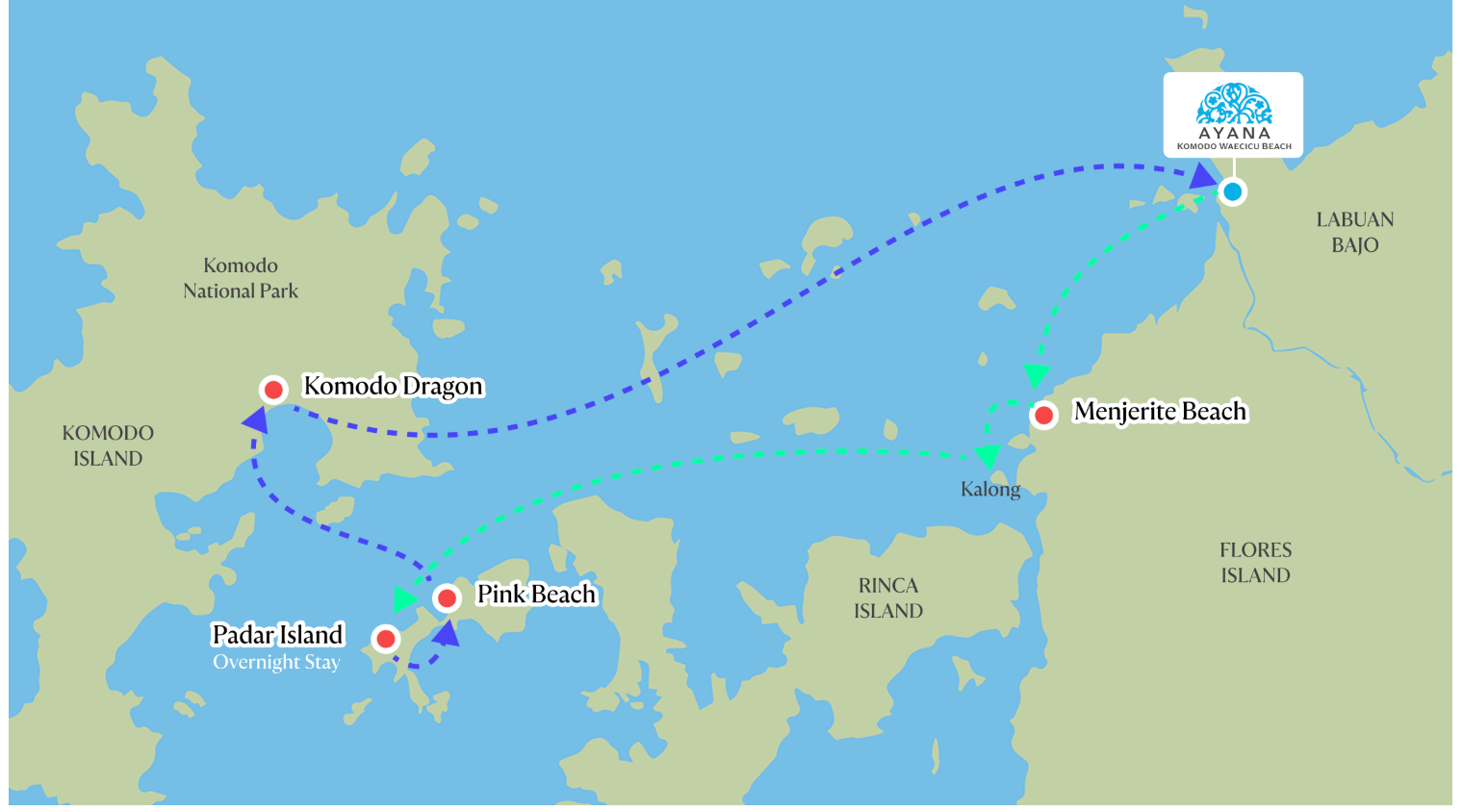 2D1N Padar Sunrise route map