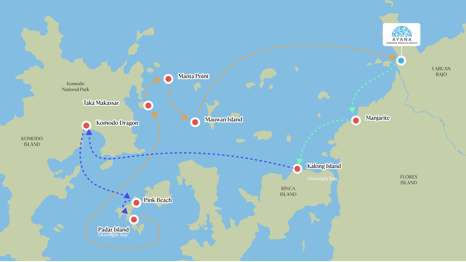 3D2N Reefs & Sandbanks route map